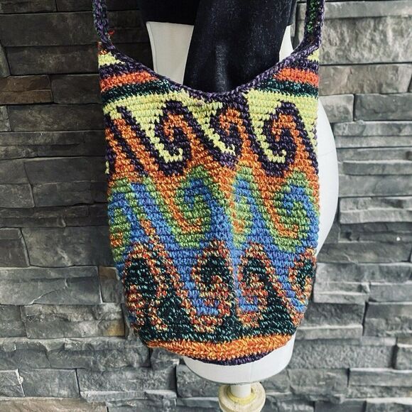Woven Handmade Circle Bottom Colorful Crossbody‎ Bucket Purse Guatemalan Fun - Picture 1 of 6